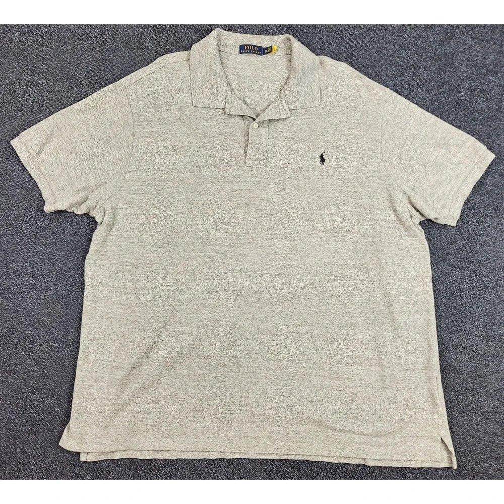Polo Ralph Lauren Mens Classic Fit Shirt‎ Dark Gray Heather/Black Logo Sz 3XB